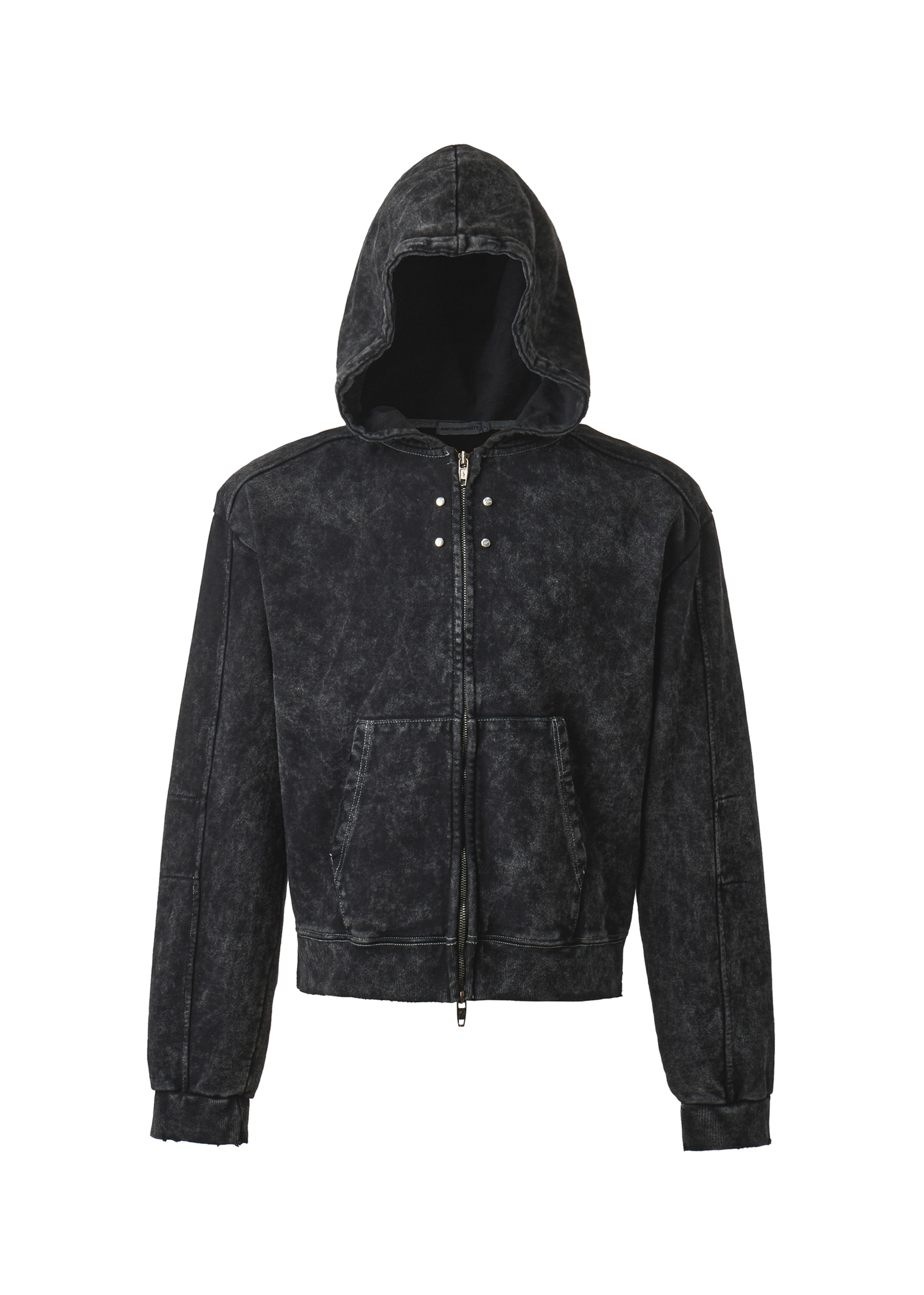 overdyed crop zip-up hoodie - washed black