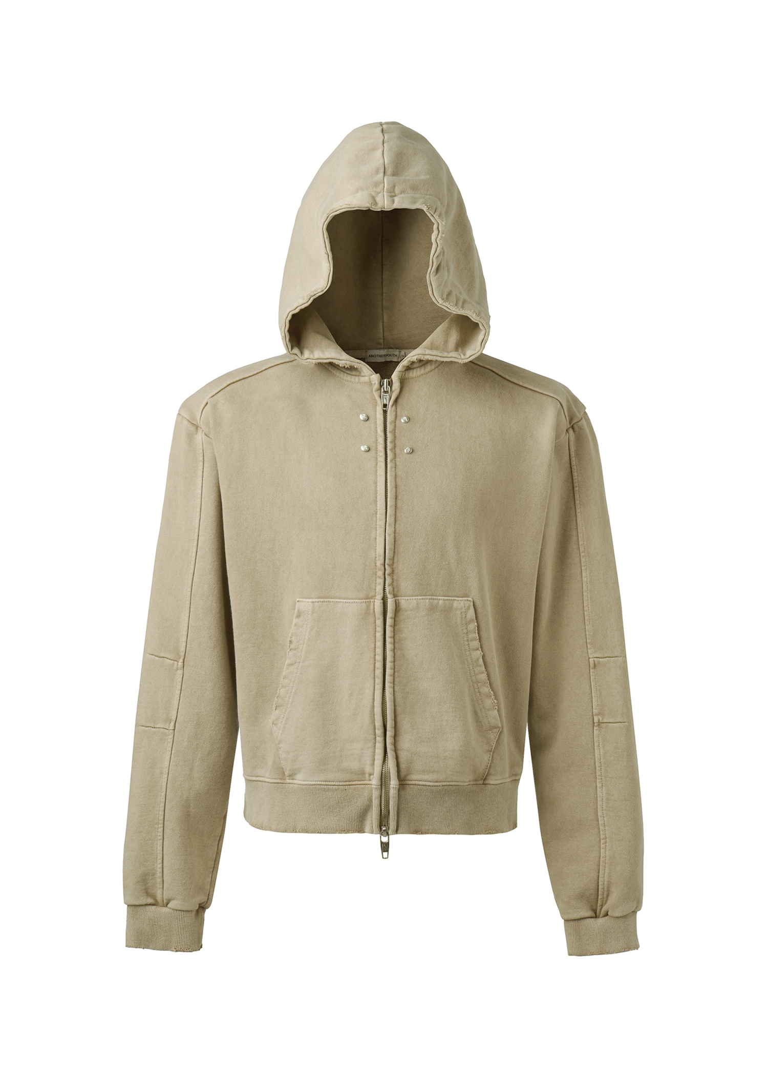 overdyed crop zip-up hoodie - washed beige